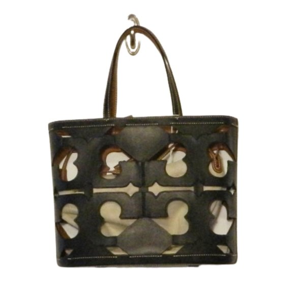 Tory Burch $698 134575 Ella Cutout Logo Small Black Tote NWT! - Picture 6 of 7